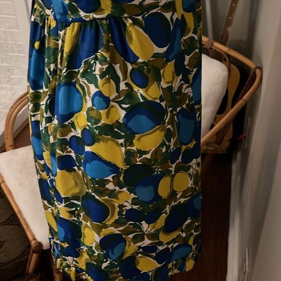 Rebecca Taylor Royal Blue green and olive color Silk Dress size 6 - Picture 10 of 16